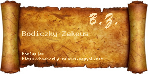 Bodiczky Zakeus névjegykártya